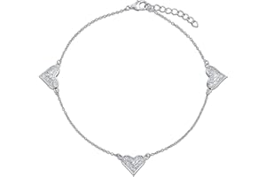 BLING JEWELRY Romantico Cubic Zirconia Pave CZ Multi Charm Lock & Key Hearts Fascino Cavigliera Braccialetto Per Le Donne Fidanzata Adolescenti . 925 Sterling Silver Regolabile 8,5 A 10 Pollici Con Extender