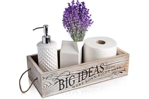 COMFIFY Bathroom Decor Box, 2 Sides with Funny Sayings -Perfect for Farmhouse Bathroom Decor, Rustic Bathroom Decor, Funny Toilet Paper Holder - Rustic White