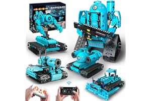 HOGOKIDS Roboter Kinder Technik Ferngesteuert Bauspielzeug - App & Fernsteuerung 5 in 1 Wiederaufladbar /Panzer/Bulldozer Spielzeug für 6-12+ Jahre alte Jungen Mädchen(444 Stück)