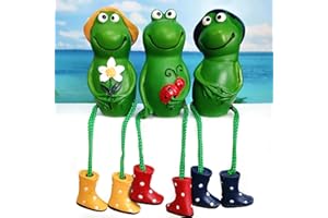 LEIKURVO 3 Stück Frosch Figuren Garten Deko: Frösche Miniteich Deko Set niedlichen Frösche Gartendeko Tiere Frosch Harz Statue für Außen Teichschale Zinkwannen Terrassenteich Balkon Terrasse Dekoratio
