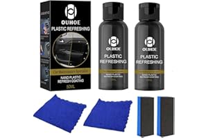 Wffeila Restaurador de Plasticos, Reparador y Renovador Plástico, Agente Restaurador de Piezas de Plástic, Caucho y Cuero para Interior y Exterior, 2 * 50ml con Toalla + 2 Esponjas