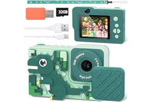 Macchina Fotografica Bambini, HIGSPE 2.4 Pollici Schermo Mini Ricaricabile Fotocamera Digitale, 1080P HD Videocamera Regalo Giocattolo di Natale &Compleanno per Ragazze 6-12 Anni, Scheda 32GB