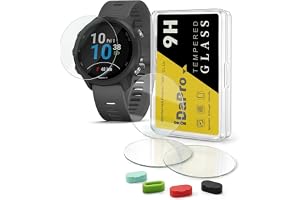 iDaPro Skärmskydd för Garmin Forerunner 245 Music/245, 9H glas | 4 pack + 4 dammpluggar + ABS Box. 9H hårdhet, reptålig, bubbelfri, HD, anti-fingeravtryck, enkel montering.