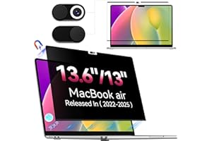 Yklssm Magnétique Filtre de Confidentialité pour Macbook Air 13.6/13 Pouces (2022-2025, M2, M3, M4,), Amovible Anti Espion/Bleu-Lumière Protection Ecran Film Confidentialité pour Mac Air M3 13/13.6