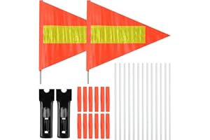 Catime 2 Stück Fahrrad Wimpel Fahne, Fahrrad Sicherheit Flaggen, Reflektierende Fahrrad Flagge mit 14 Stange 24cm, Sicherheitswimpel Fahrradanhänger, Verstellbar Höch für Kinder Erwachsene (Orange)
