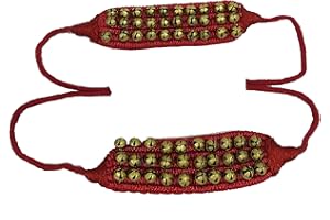 GAVYA INTERNATIONAL Ghungroo dancing bells ankle bells ghunghroo Red soft pad Three line ghungroo (30 + 30) Classical Dance Accessories Kathak dance brass bells (14 NO.) musical anklet for Bharatnatyam