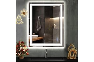 baklon 80x60cm,Doble Marco Espejo-Baño-LED con Antivaho, Regulable, 3 Temperaturas Color, Función Memoria, IP65, Vidrio Templado,[Clase de eficiencia energética E]