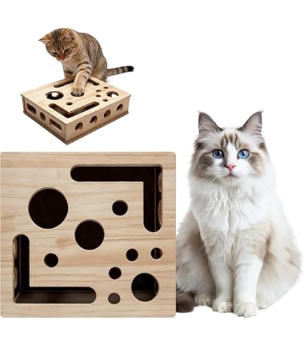 Krabpuzzel voor Katten, Krabplank, Houten Krabbak met