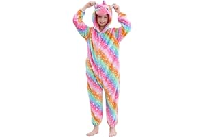 HAHASHOW Combinaison Pyjama Enfant Grenouillère Surpyjama Enfants Cosplay Cartoon Animaux à Capuche Unisexe Grenouillères Vêtements de Nuit Garcon Fille 3-12 Ans