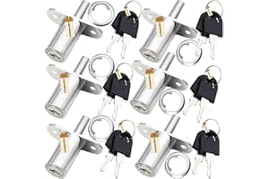 Lsgoodcare 6Pack Drawer Locks with 12 Key 32MM,Silver Cabinets Push Plunger Lock Zinc Alloy Cupboard Door Lock for Filing Wardrobe Display Cabinet Furniture