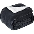 Fabienne Sherpa Bed Blanket King Size Twin Plush Throw Blanket Fleece Reversible Flannel Blanket - Warm and Plush Travel Blanket for Bed Sofa Travel Couch (Dark Grey)
