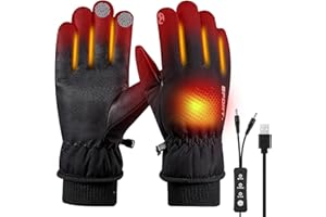 Yaskyly Guanti Riscaldati USB Uomo Donna Elettrici Touch Screen Guanti Scaldamani con 3 Livelli Temperatura Impermeabili & Antivento Riscaldamento Completo Dita Guantis per Regalo Invernale