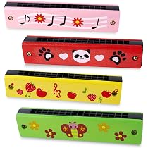4 Harmonicas Enfants Cartoon - 16 Trous Double Rangée - Débutant - Acier Inoxydable