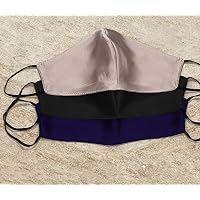 LinenBlue ® Pure Acetate Silk Hair Scrunchies with Matching Mask for Women & Girls (Grey, Black, Navy Masks Only)