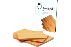 Organicook Wood Chopping Board Set - 3 x Wooden Chopping Boards, Serving Platter/Serving Boards - Bamboo - Light Weight Chopping Boards for Kitchens, Beautifully Handmade Cutting Boards - Easy Clean