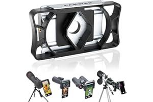 LAKWAR Supporto adattatore per smartphone per telescopio, binocolo, telescopio, microscopio, monoculare, supporto universale per cellulare, staffa a clip per quasi tutti i dispositivi Android e iPhone