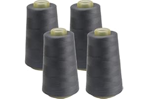 FOGAWA 4 Rollen Nähgarn Polyester Nähgarn Nähmaschinengarn, 40s/2, 3000 yards, Garnspule Overlockgarn für Näharbeiten, Quilten, Patchwork, Kleidung(Dunkelgrau 3088)