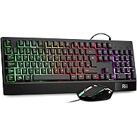 RK400 Rainbow LED Backlit Gaming Keyboard Mouse Combo Bundle UK Layout Black