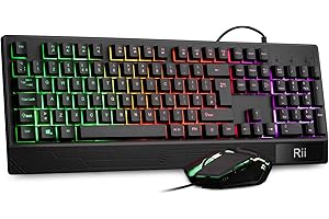 Rii Gaming Keyboard and Mouse,RGB Light Up Keyboard and Mouse Set for PS4,Xbox for Gaming,Working-UK Layout