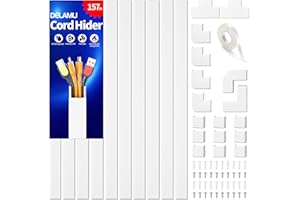 Delamu Electric Cable Trunking, 4M Cable Cover Wire Hiders for Wall, Self Adhesive Wire Trunking, Cable Management to Hide 3-4 Power Cords in Home Office, 10X L400mm, W30mm, H17mm, White