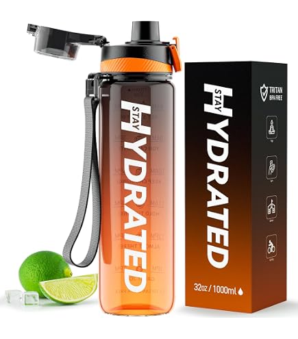 IOLOYU Trinkflasche 1 Liter – Mit Strohhalm & Zeitmarkierung, BPA-frei & Auslaufsicher – Perfekt Für Schule, Sport & Alltag (grau)
