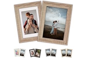GANCEDO HOME Marco de Fotos 10x15 cm - 2 Uds - Marcos de Fotos de Madera - Marco de Fotos con Paspartú - Porta Fotos Mesa - Marcos de Fotos Baratos - Regalo Aniversario - Cuadros de Fotos (10x15 cm, Roble)