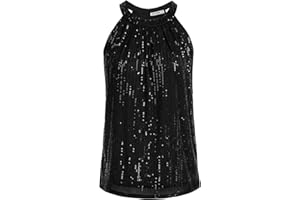 GRACE KARIN Damen Pailletten Tops Ärmellose Neckholder Camisole Tops Party Club Tank-Tops Shirt Cocktail Vest Shirt