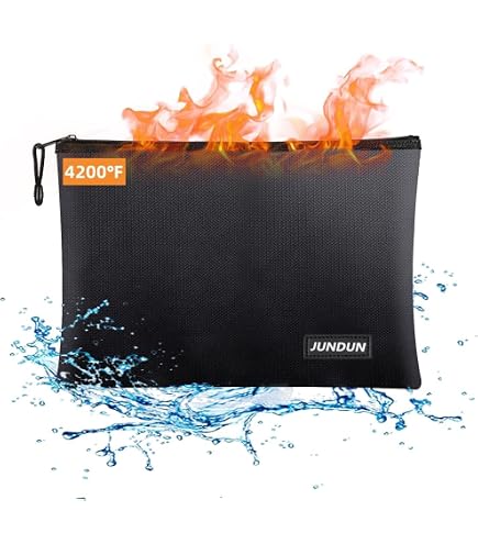 AROMUJOY Pochette Anti-feu étanche Pour Documents - 2 Tailles - Idéale Pour Protéger Passeports, Argent, Papiers Importants