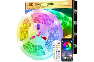 ‎FUPT LED Strip 2m USB, RGB LED Streifen, Farbwechsel LED Lichterkette mit Fernbedienung, App-steuerung, Musikmodus, Timer-Einstellung, LED Band für Haus Schlafzimmer TV KücheDeko…
