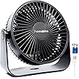 homebine Desk Fan 2000 mAh Battery Fan Rechargeable Mini Fan 4 Adjustable Speed Wireless Fan USB with Strong Airflow Table Fan 360° Rotatable Head Personal Fan for Home and Office
