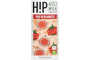 H!P Chocolate 'Figs in Blankets' Limited Edition Oat Milk Chocolate Bar 41% Cocoa, 80g (Pack of 1)