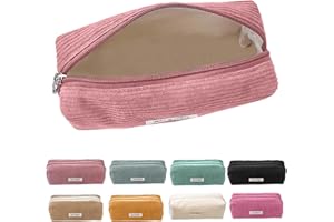 Electri-HQ Pencil Case，8 Farben zur Wahl，Mäppchen Cord-Stoff,Federmäppchen Milchig Grau für Mädchen Teenager, Federtasche Stiftetasche Stiftemappe Pencil Case Schulmäppchen für Schule, Büro (Rosa)