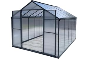 OUBOER Aluminium Greenhouse for the Garden 7.33 m² Including 238 x 301 cm Base Double Door Versatile as a Greenhouse, Cold Frame Growing, Tomato House and Plant House