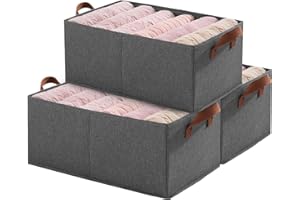 Ruucy Set di 3 Contenitori per Armadio In Tessuto, Scatole Portaoggetti Pieghevoli, Cestini Portaoggetti Aperte, Cubi Portaoggetti con Maniglie, Adatti per Armadi, Guardaroba, Uffici, Camere da Letto
