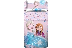 hermet Juego de sábanas para Cama Individual de Frozen, 100% algodón, Juego de sábanas, sábana encimera con Borde + sábana Bajera con Esquinas + Funda de Almohada