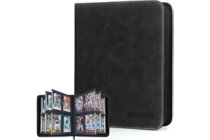 JoyHood Top Loader Binder - 4 Taschen Sammelkarten Album - Halten 112 Top Loaders, Top Loader Album für Sammelkarte und Sportkarten（Dunkel, 4 Taschen）