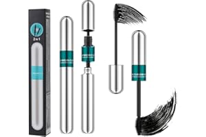 HOUSN 4D Lash Extension Mascara Set,2 in 1 4D Silk Fiber Eyelash Mascara, Black Long-Lasting Waterproof 4D Mascara Wasserfest, Extra Long Thick & Voluminous Lash Mascara