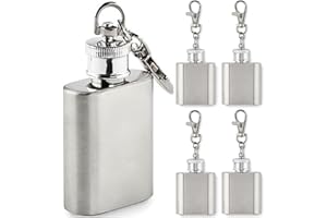 NOTRASH2003 Mini Flachmann 30 mL Schlüsselanhänger Hip Flask Edelstahl Flachmänner für Obstler, Whiskey, Cognac Trekking Wandern Skifahren Outdoor 1, 2, 3 oder 5 Stück (5)