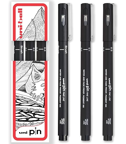 Uni Pin Fineliner Drawing Pen - Black Ink - 0.05mm, 0.1mm, 0.2mm, 0.3mm, 0.4mm, 0.5mm, 0.6mm, 0.7mm, 0.8mm, 0.9mm, 1.0mm & 1.2mm Nib - Pack Of 12 - In - View #6