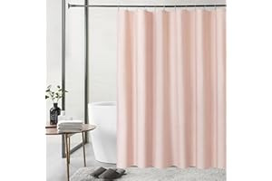 SK Studio Zasłona prysznicowa z małym stojakiem, wąska lniana tkanina, zasłony prysznicowe do eleganckich, nowoczesnych wiejskich wiejskich dekoracji łazienki, różowa, 90 x 180 cm