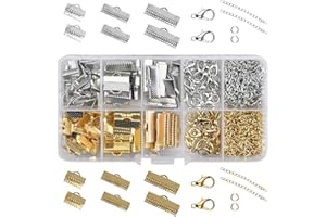 Kissral 370pcs Kit Bijoux Creation Kit Fabrication Bijoux avec Anneaux Ouverts et Extenseurs de la Chaîne Fermoir Mousqueton Fermoirs Griffe pour Créer et réparer des Bijoux Bracelet Collier