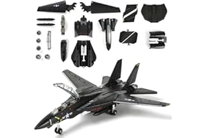 SEBUNAS Kit modello F-14 in scala 1:72 Tomcat Fighter Jet Quick Build (nero) in plastica Millitary F14, modello di aeroplano con supporto, regalo per adulti (36 pezzi)