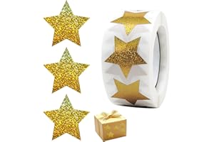 AJUNLKVDR 500 Pcs Gold Sterne Aufkleber,Sticker Sterne,Weihnachten Gold Stern,Weihnachtsaufkleber,Stickers Star Rolle Selbstklebend Glitzer,Goldene Glitter Weihnachts,Kinder Zum Aufkleben,FüR Geschenk