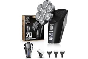 Head Shaver, Kibiy Head Shavers for Bald Men 7D Detachable Electric Head Shavers for Men, Bald Head Shaver for Men Cordless, IPX7 Waterproof Wet/Dry Bald Head Shaver with Display, Type-C Charge