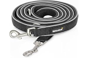 Rudelkönig Führleine Paola - 2,30m Länge - Verstellbare Hundeleine große & mittelgroße Hunde - Reflektierende Hunde Leine in schwarz