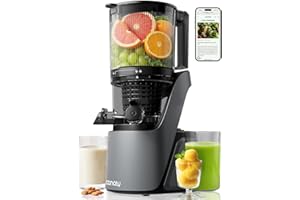 Canoly Entsafter mit 152 mm extra Großer Einfüllschacht, 3-in-1 Sieb (für Saft, Sorbet & Nussmilch), Slow Juicer mit AC-Motor, Verarbeitet ganze Früchte & Gemüse, Selbstschneid-System, BPA-Frei