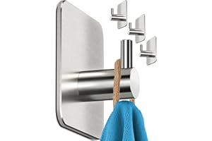 Menz Handtuchhalter ohne Bohren, 4 Haken im Set – Wasserfeste Klebehaken, Edelstahl Handtuchhaken für Bad, hochwertige Haken selbstklebend, Badezimmer Handtuchhalter mit hoher Tragkraft