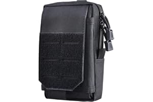 Azarxis Borsello Porta Cellulare MOLLE Marsupio Tattico Militare Tasche Utility Softair Borsello Tattico da Cintura EDC Pouch Borsa Porta Oggetti Tasca Tattica (#01 Nero)