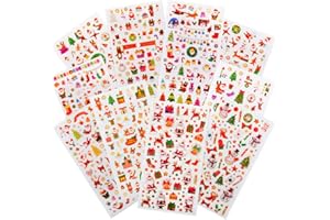 AWINKER Gommettes Autocollant Noël Cartes Decoration Tableaux Etiquettes des Cadeaux Fête Enfant Noël Activités Création (feuilles)