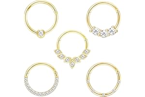 Adramata Daith Pendientes 16G Cartílago De Acero Inoxidable Helix Tragus Nariz Piercing Joyas 8Mm 10mm Plata Oro Oro Rosa Chapado En Negro CZ Bisagras Septum Clicker Anillos